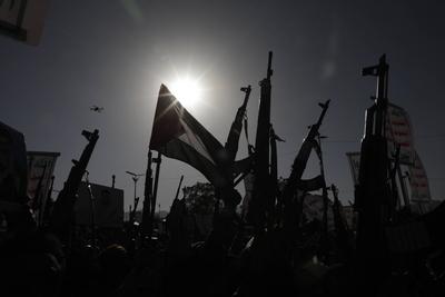 YEMEN HOUTHIS USA ISRAEL CONFLICT-stock-foto