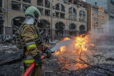 Consequences of the Russian occupiers' missile attack on Kyiv on December 20, 2024-stock-photo