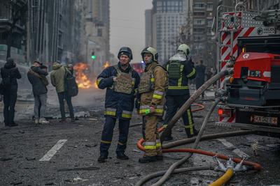 Consequences of the Russian occupiers' missile attack on Kyiv on December 20, 2024-stock-photo