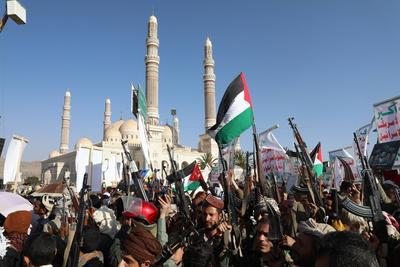 YEMEN HOUTHIS USA ISRAEL CONFLICT-stock-foto