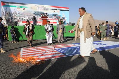 YEMEN HOUTHIS USA ISRAEL CONFLICT-stock-foto