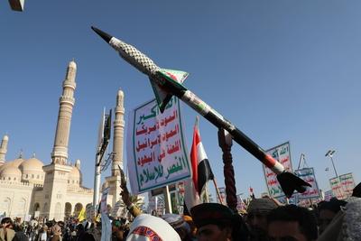 YEMEN HOUTHIS USA ISRAEL CONFLICT-stock-foto