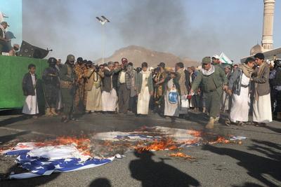 YEMEN HOUTHIS USA ISRAEL CONFLICT-stock-foto