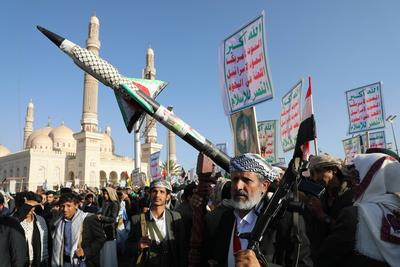 YEMEN HOUTHIS USA ISRAEL CONFLICT-stock-foto