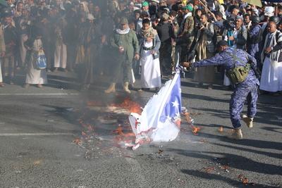 YEMEN HOUTHIS USA ISRAEL CONFLICT-stock-foto