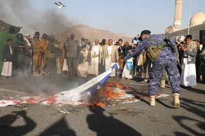 YEMEN HOUTHIS USA ISRAEL CONFLICT-stock-foto