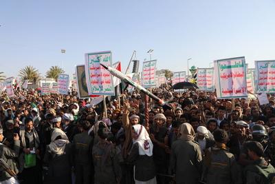 YEMEN HOUTHIS USA ISRAEL CONFLICT-stock-foto