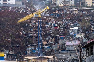 MAYOTTE, cyclone Chido-stock-foto
