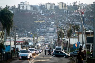 MAYOTTE, cyclone Chido-stock-foto