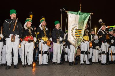 Leipzig - Schweigeminute bei Leipziger Bergparade: ?ber 550 Bergleute in der Messestadt-stock-foto