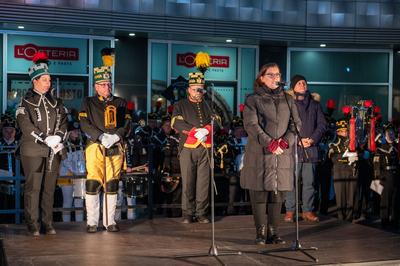 Leipzig - Schweigeminute bei Leipziger Bergparade: ?ber 550 Bergleute in der Messestadt-stock-foto