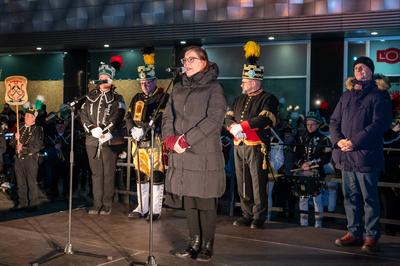 Leipzig - Schweigeminute bei Leipziger Bergparade: ?ber 550 Bergleute in der Messestadt-stock-foto
