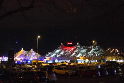 Winter Tollwood Beleuchtung bei Nacht-stock-photo