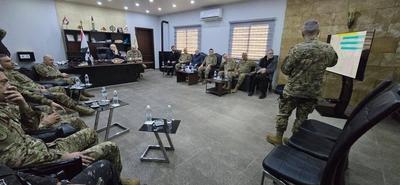 Lebanese Prime Minister Najib Mikati arrives in southern Lebanon to inspect army units on the front lines-stock-foto