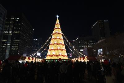 Winter light festival in South Korea-stock-photo
