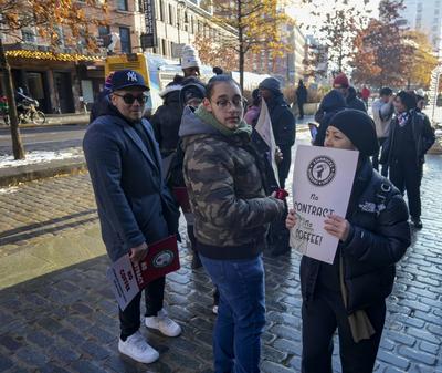 Starbucks workers strike Chelsea Reserve Roastery-stock-photo