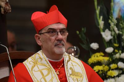 Archbishop Pierbattista Pizzaballa, Latin Patriarch Vicar General of Jerusalem, attends Christmas celebrations around the Church of the Nativity, where Jesus Christ is believed to have been born, in Bethlehem-stock-foto