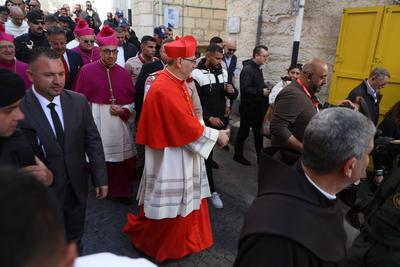 Archbishop Pierbattista Pizzaballa, Latin Patriarch Vicar General of Jerusalem, attends Christmas celebrations around the Church of the Nativity, where Jesus Christ is believed to have been born, in Bethlehem-stock-foto