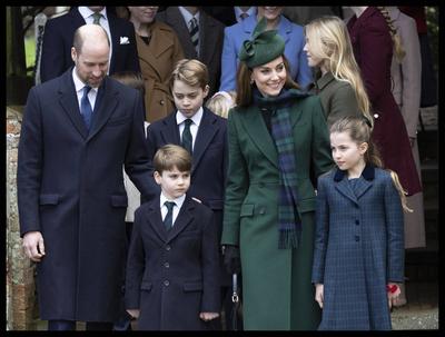 UK Royals at Christmas Day church service-stock-photo