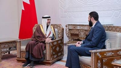 The leader of the new Syrian administration, Ahmed al-Sharaa, meets with a high-level Bahraini delegation headed-stock-photo
