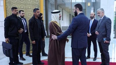 The leader of the new Syrian administration, Ahmed al-Sharaa, meets with a high-level Bahraini delegation headed-stock-photo