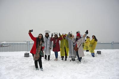 Heavy Snowfall Disrupts Life In Kashmir, Flights Grounded, Highway Closed-stock-foto