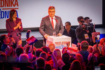 Kroatien: Pr?sidentschaftswahl, 2024 - Wahlparty Zoran Milanovic (SDP) - 29.12.2024 - Tvornica Kulture, Zagreb, Kroatien-stock-foto
