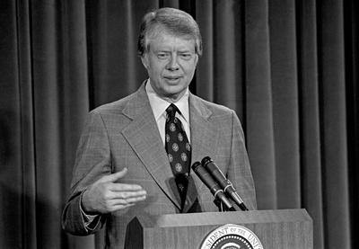 Carter?s First Nationally Televised Press Conference-stock-photo
