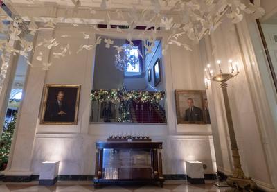2024 White House Christmas Decorations Preview-stock-photo