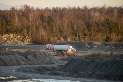 Accident involving LNG tanker trucks-stock-foto