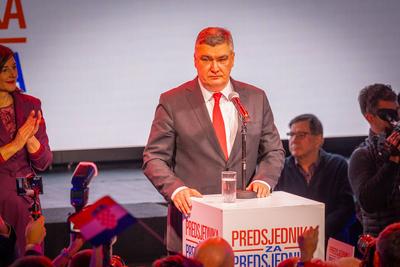 Kroatien: Pr?sidentschaftswahl, 2024 - Wahlparty Zoran Milanovic (SDP) - 29.12.2024 - Tvornica Kulture, Zagreb, Kroatien-stock-foto