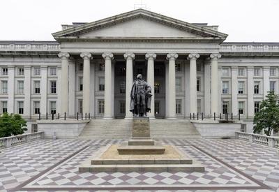 USA Finanzministerium in Washington 24 05 2017 USA Ministry of Finance Treasury in Washingto-stock-foto