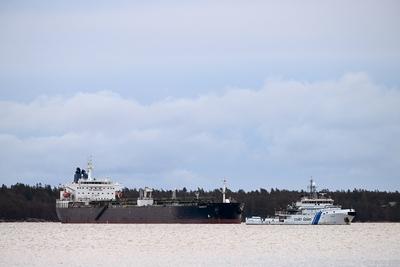 Seized oil tanker Eagle S in Porvoo-stock-foto