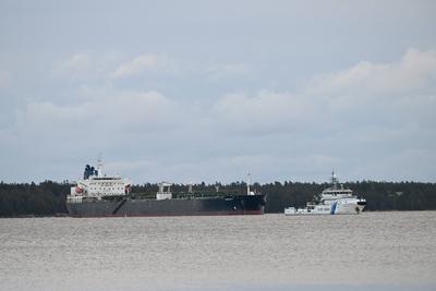Seized oil tanker Eagle S in Porvoo-stock-foto