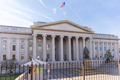 The historic Treasury Department Building in Washington, DC USA The historic Treasury Department Building in Washington-stock-photo