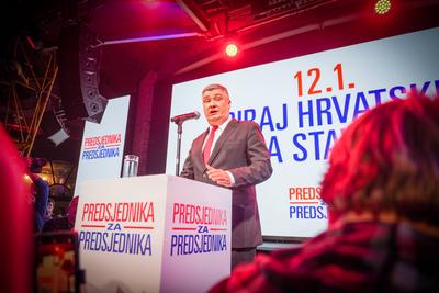 Kroatien: Pr?sidentschaftswahl, 2024 - Wahlparty Zoran Milanovic (SDP) - 29.12.2024 - Tvornica Kulture, Zagreb, Kroatien-stock-foto