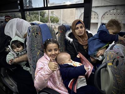 The United Nations (UN) and the World Health Organization (WHO) evacuate a number of Palestinians injured-stock-photo