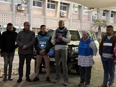 The United Nations (UN) and the World Health Organization (WHO) evacuate a number of Palestinians injured-stock-photo