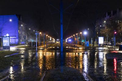 ?berschwemmung nach einem Wasserrohrbruch in Berlin, 31.12..2024-stock-foto