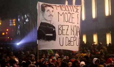 31.12.2024-01.01.2025 Belgrade(Serbia) Life/ Politics University students stage a protest against current authorities on-stock-foto