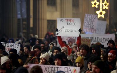 31.12.2024-01.01.2025 Belgrade(Serbia) Life/ Politics University students stage a protest against current authorities an-stock-foto