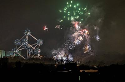 Fireworks for the new year in Brussels, Belgium, 1 JAN 2025-stock-foto