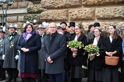 Neujahrsempfang von Hamburgs Ersten B?rgermeister Dr. Peter Tschentscher und der zweiten B?rgermeisterin Katharina Fegebank im Hamburger Rathaus-stock-foto