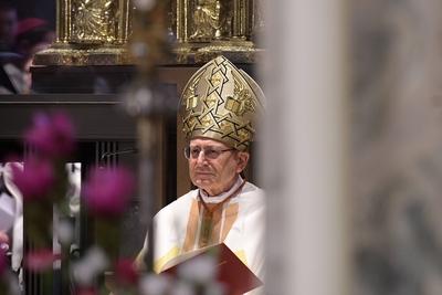 Seligsprechung im Aachener Dom der Aachener Nonne Clara Fey Das Bild zeigt den Kurienkardinal Angel-stock-foto