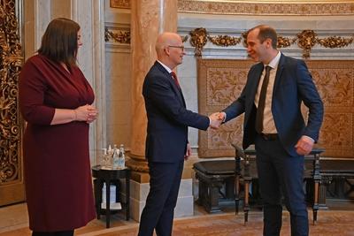 Neujahrsempfang von Hamburgs Ersten B?rgermeister Dr. Peter Tschentscher und der zweiten B?rgermeisterin Katharina Fegebank im Hamburger Rathaus-stock-foto