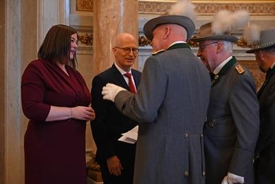 Neujahrsempfang von Hamburgs Ersten B?rgermeister Dr. Peter Tschentscher und der zweiten B?rgermeisterin Katharina Fegebank im Hamburger Rathaus-stock-photo