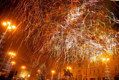 Croatia, Zagreb, 010125. Ban Josip Jelacic square. New Year s Eve on the main square in Zagreb with the performance of M-stock-foto