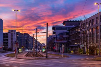 Dramatischer Sonnenuntergang, N?rnberg, 01.01.2025-stock-foto