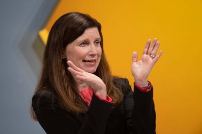 Dr. Bettina ORLOPP, Vorstandsmitglied, Finanzvorstand, CFO, Bilanzpressekonferenz der COMMERZBANK AG in Frankfurt am 16.-stock-foto