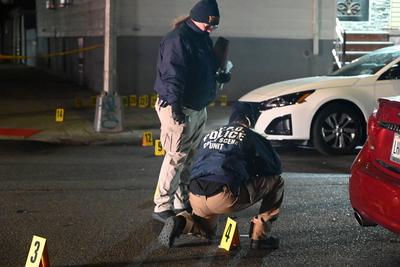 Ten people shot outside nightclub in jamaica queens new york city on new year?s day-stock-photo
